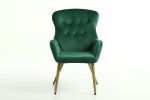 Hengming Accent Chair Modern Tufted Button Wingback Vanity Chair with Arms Upholstered Tall Back Desk Chair with Metal Legs for Living Room Bedroom Wa