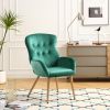 Hengming Accent Chair Modern Tufted Button Wingback Vanity Chair with Arms Upholstered Tall Back Desk Chair with Metal Legs for Living Room Bedroom Wa