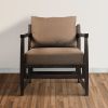 Malibu 27 Inch Handcrafted Mango Wood Accent Chair, Fabric, Pillow Back, Open Frame, Brown