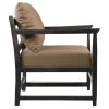 Malibu 27 Inch Handcrafted Mango Wood Accent Chair, Fabric, Pillow Back, Open Frame, Brown