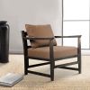 Malibu 27 Inch Handcrafted Mango Wood Accent Chair, Fabric, Pillow Back, Open Frame, Brown