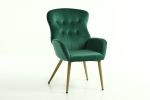 Hengming Accent Chair Modern Tufted Button Wingback Vanity Chair with Arms Upholstered Tall Back Desk Chair with Metal Legs for Living Room Bedroom Wa