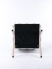 Accent chair, KD rubber wood legs with black finish. Fabric cover the seat. With a cushion.Grey Stripe