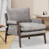 Mid-Century Modern Velvet Accent Chair,Leisure Chair with Solid Wood and Thick Seat Cushion for Living Room,Bedroom,Studio,Grey