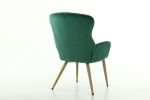 Hengming Accent Chair Modern Tufted Button Wingback Vanity Chair with Arms Upholstered Tall Back Desk Chair with Metal Legs for Living Room Bedroom Wa