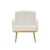 cream white velvet armchair with metal legs
