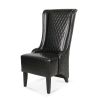 23.03" Wide Faux Leather High-Back Accent Chair, Comfy High Wingback Chair, Living Room Chair with Soft Padded & Wooden Legs, Modern Side Chair for Li