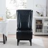 23.03" Wide Faux Leather High-Back Accent Chair, Comfy High Wingback Chair, Living Room Chair with Soft Padded & Wooden Legs, Modern Side Chair for Li