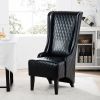 23.03" Wide Faux Leather High-Back Accent Chair, Comfy High Wingback Chair, Living Room Chair with Soft Padded & Wooden Legs, Modern Side Chair for Li